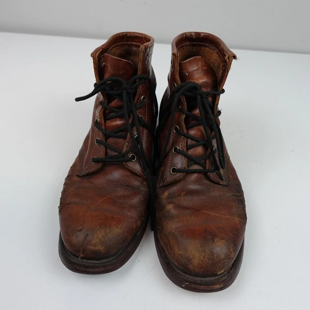Chippewa Boots Mens Size 8 Brown Leather Combat Ankle Lace Up Vibram Work